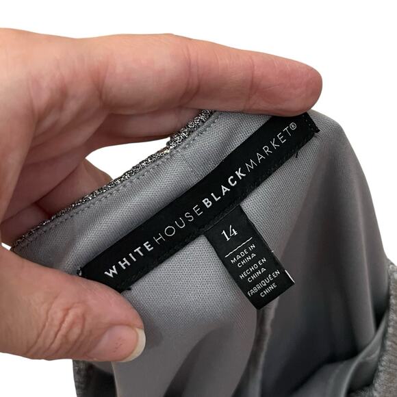 White House Black Market Metallic Party Dress Size 14 Cowl Neck Ruched Holiday - Picture 9 of 11